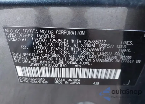 2013 Toyota Rav4 Le из США, поврежденный, VIN JTMBFREV1D5021870